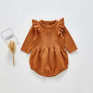 2-3 Years Old Orange Baby Sweater Baby Girl Romper baby romper baby onesie
